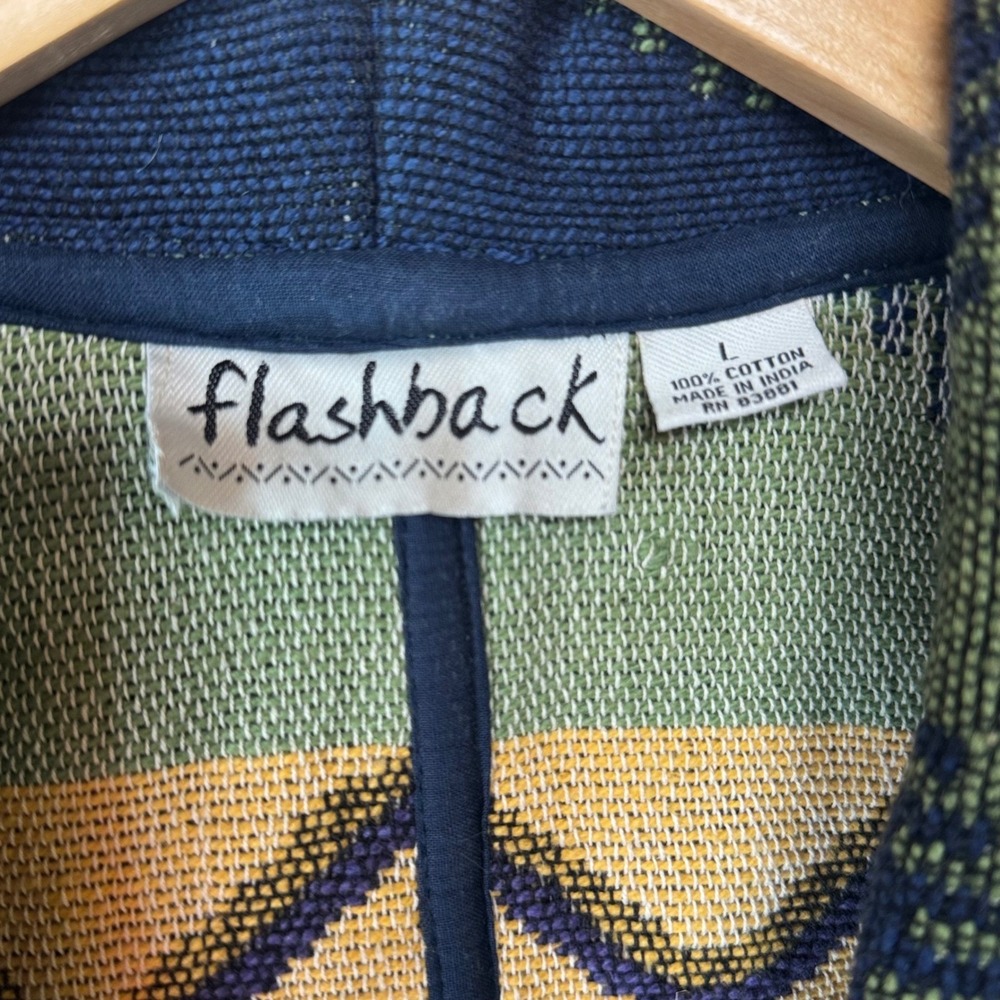 Flashback Vintage Woven Tapestry Jacket‎ Womens Large Cotton Snowflake Celestial - Picture 3 of 7